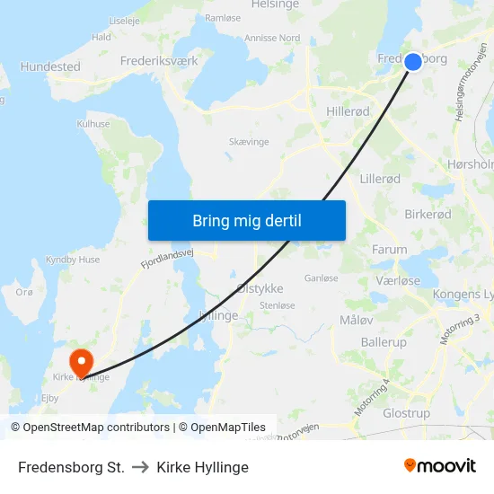 Fredensborg St. to Kirke Hyllinge map