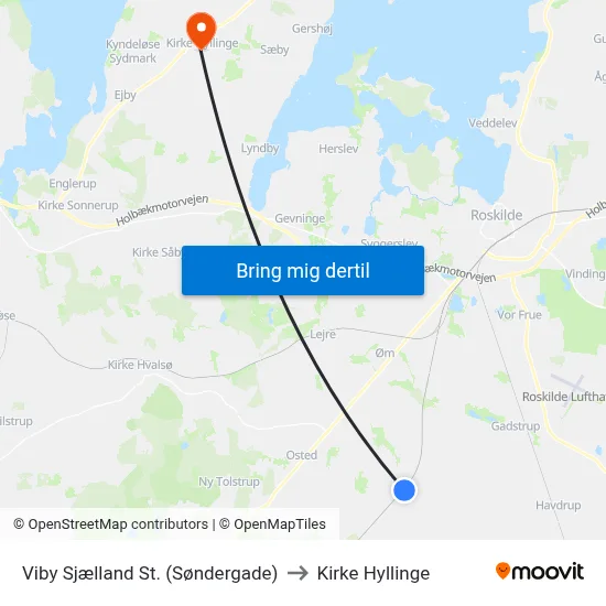 Viby Sjælland St. (Søndergade) to Kirke Hyllinge map