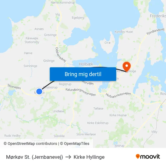 Mørkøv St. (Jernbanevej) to Kirke Hyllinge map