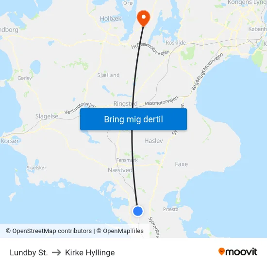Lundby St. to Kirke Hyllinge map