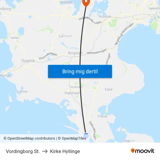 Vordingborg St. to Kirke Hyllinge map