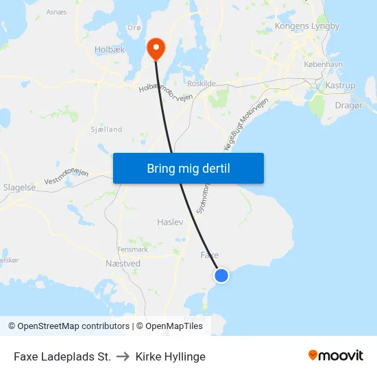 Faxe Ladeplads St. to Kirke Hyllinge map
