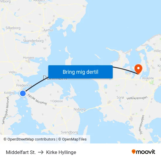 Middelfart St. to Kirke Hyllinge map