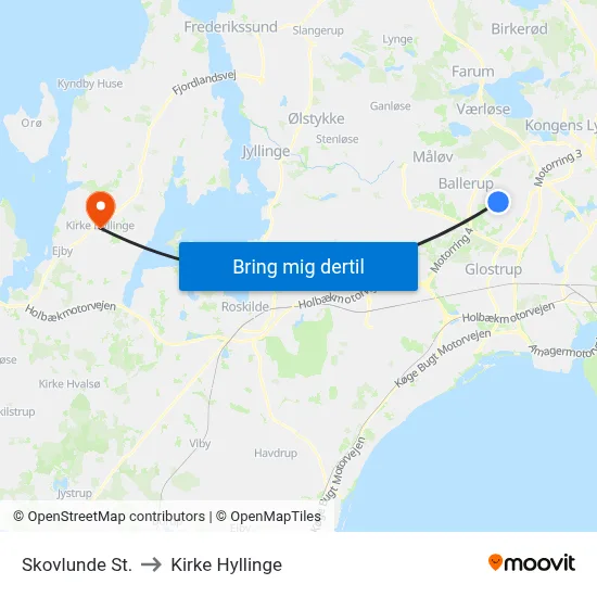 Skovlunde St. to Kirke Hyllinge map