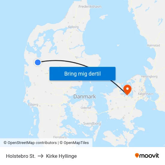 Holstebro St. to Kirke Hyllinge map