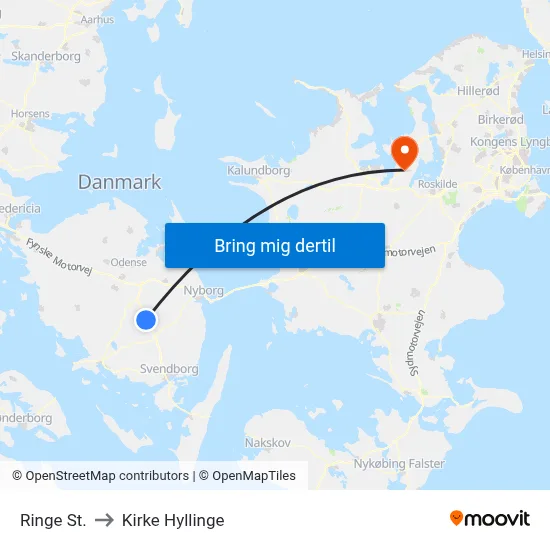 Ringe St. to Kirke Hyllinge map