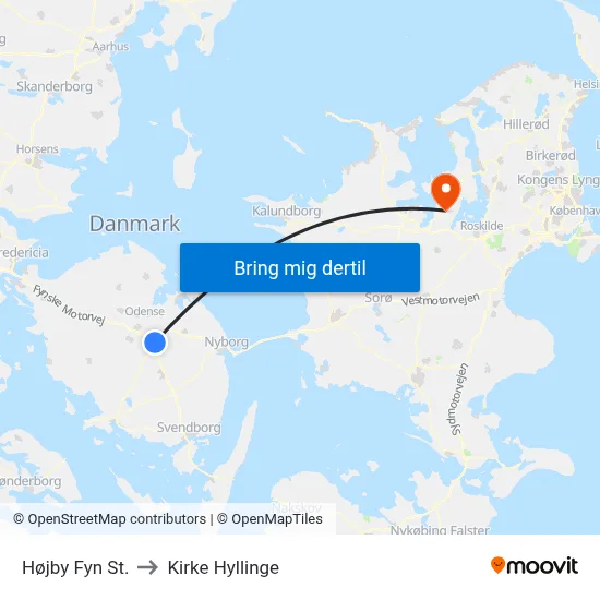 Højby Fyn St. to Kirke Hyllinge map