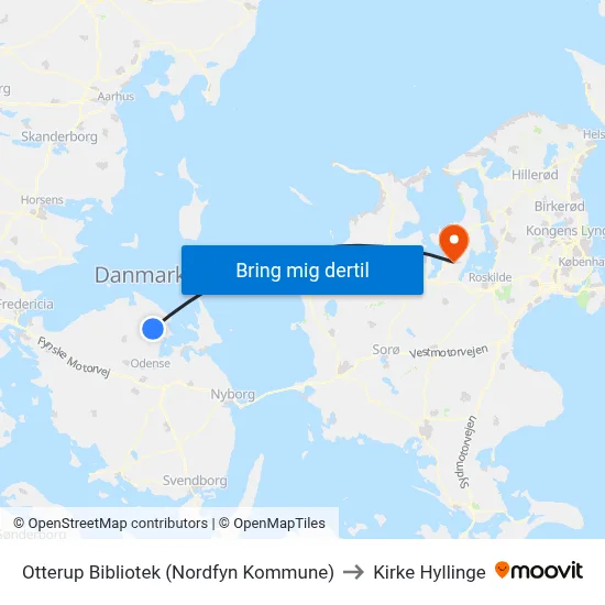 Otterup Bibliotek (Nordfyn Kommune) to Kirke Hyllinge map
