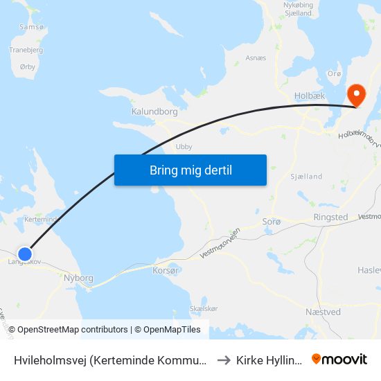 Hvileholmsvej (Kerteminde Kommune) to Kirke Hyllinge map