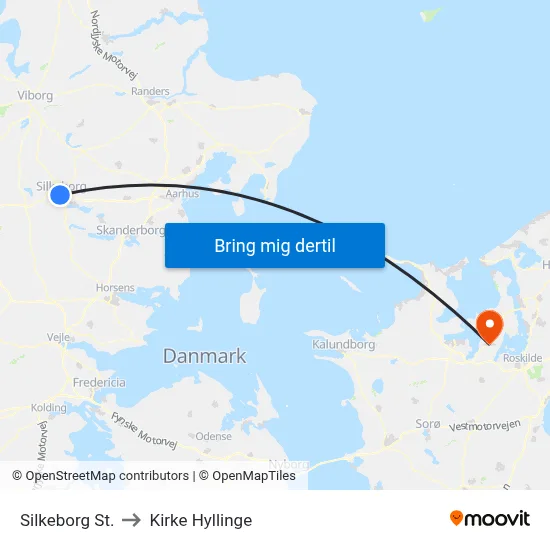 Silkeborg St. to Kirke Hyllinge map