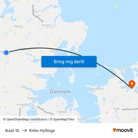 Ikast St. to Kirke Hyllinge map