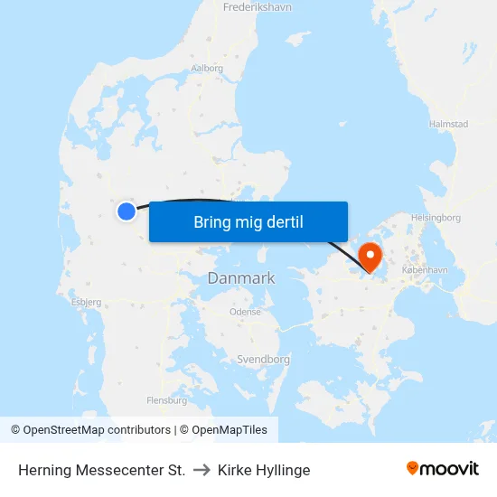 Herning Messecenter St. to Kirke Hyllinge map
