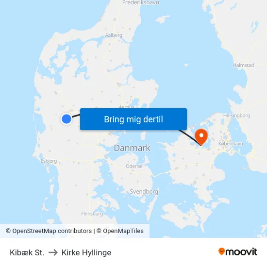 Kibæk St. to Kirke Hyllinge map