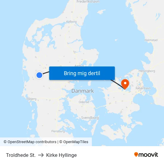 Troldhede St. to Kirke Hyllinge map