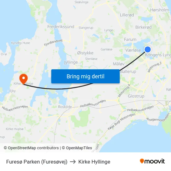 Furesø Parken (Furesøvej) to Kirke Hyllinge map