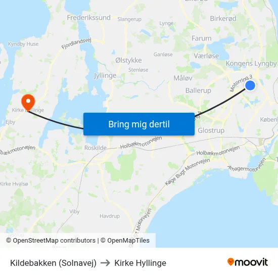 Kildebakken (Solnavej) to Kirke Hyllinge map