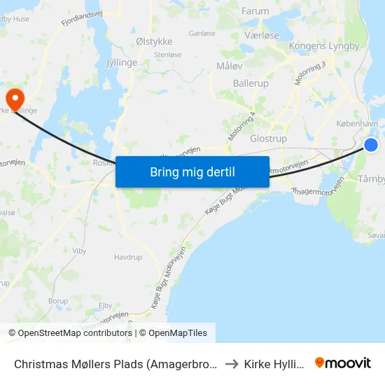 Christmas Møllers Plads (Amagerbrogade) to Kirke Hyllinge map