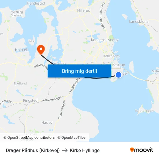 Dragør Rådhus (Kirkevej) to Kirke Hyllinge map