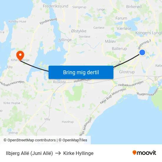 Ilbjerg Allé (Juni Allé) to Kirke Hyllinge map