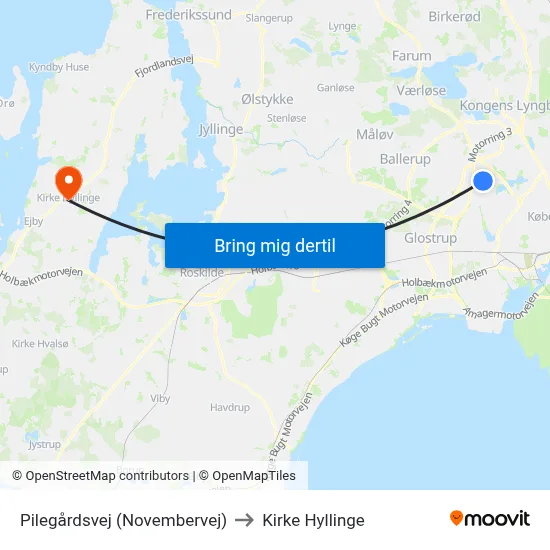 Pilegårdsvej (Novembervej) to Kirke Hyllinge map