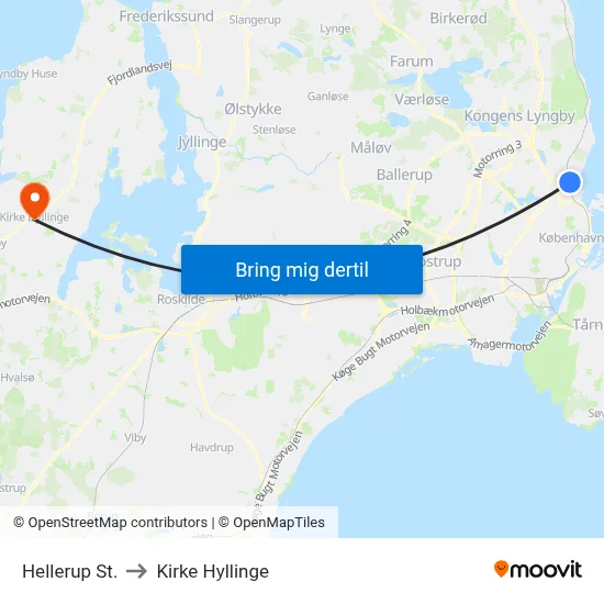 Hellerup St. to Kirke Hyllinge map