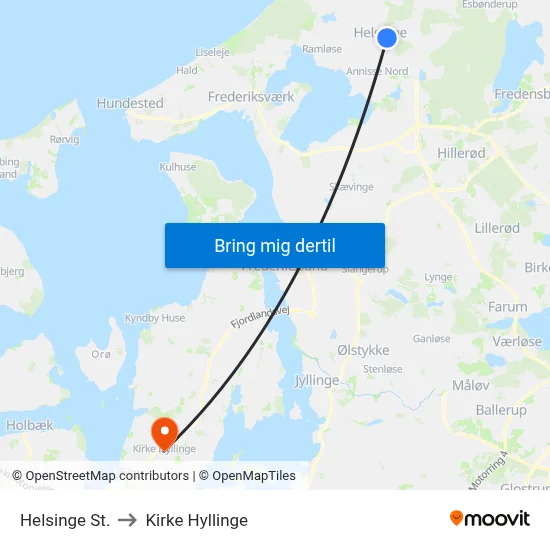 Helsinge St. to Kirke Hyllinge map