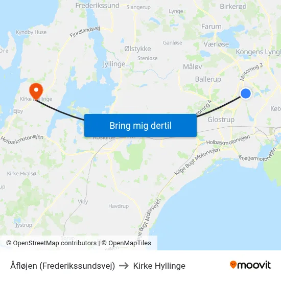 Åfløjen (Frederikssundsvej) to Kirke Hyllinge map