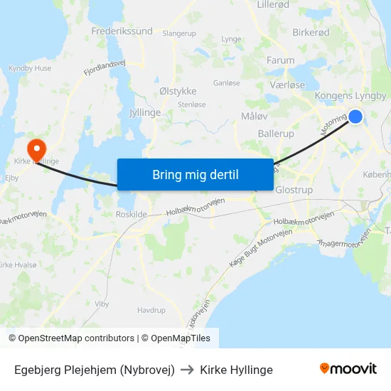Egebjerg Plejehjem (Nybrovej) to Kirke Hyllinge map