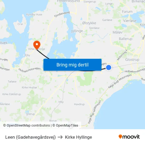 Leen (Gadehavegårdsvej) to Kirke Hyllinge map
