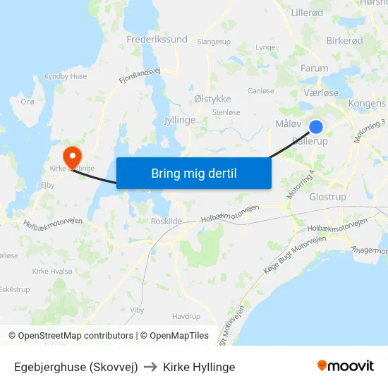Egebjerghuse (Skovvej) to Kirke Hyllinge map