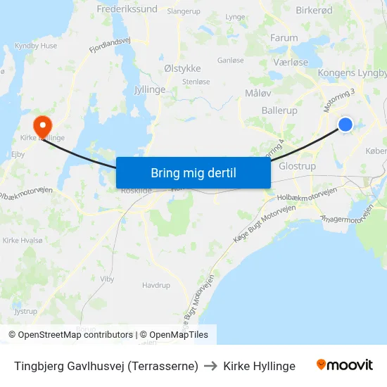 Tingbjerg Gavlhusvej (Terrasserne) to Kirke Hyllinge map