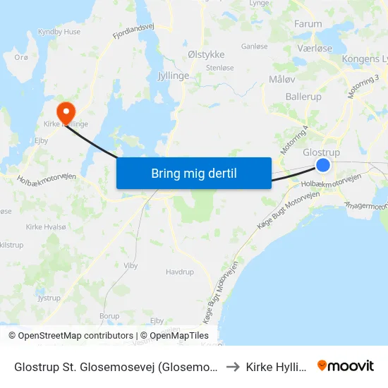 Glostrup St. Glosemosevej (Glosemosevej) to Kirke Hyllinge map