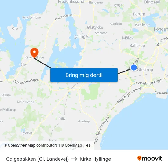 Galgebakken (Gl. Landevej) to Kirke Hyllinge map