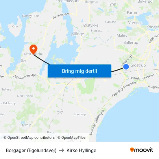 Borgager (Egelundsvej) to Kirke Hyllinge map