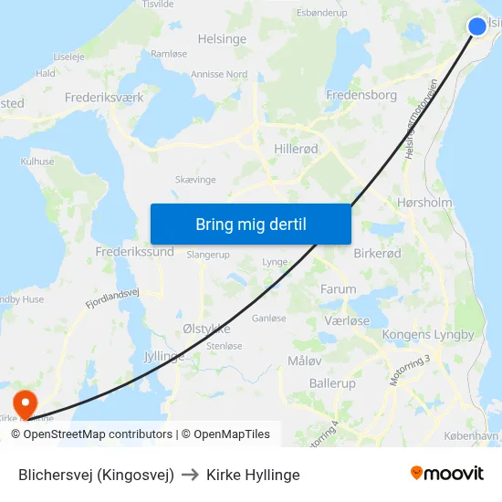 Blichersvej (Kingosvej) to Kirke Hyllinge map