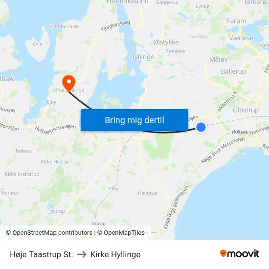 Høje Taastrup St. to Kirke Hyllinge map