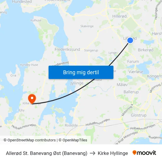 Allerød St. Banevang Øst (Banevang) to Kirke Hyllinge map