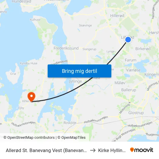 Allerød St. Banevang Vest (Banevang) to Kirke Hyllinge map