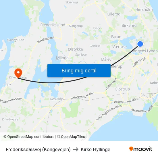 Frederiksdalsvej (Kongevejen) to Kirke Hyllinge map