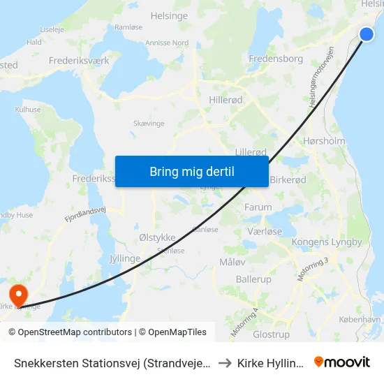 Snekkersten Stationsvej (Strandvejen) to Kirke Hyllinge map