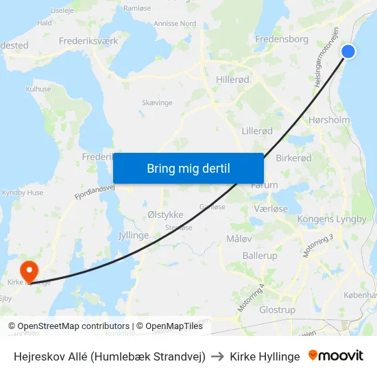 Hejreskov Allé (Humlebæk Strandvej) to Kirke Hyllinge map