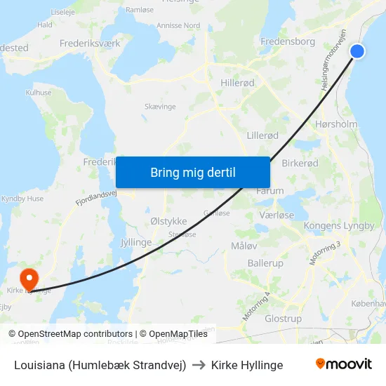Louisiana (Humlebæk Strandvej) to Kirke Hyllinge map