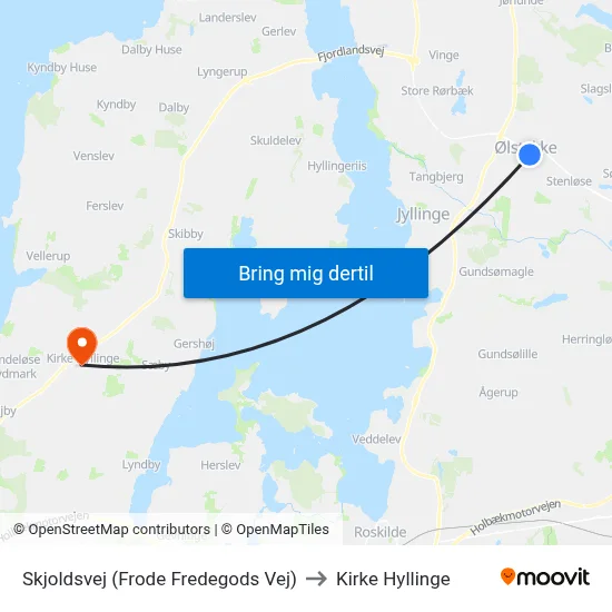 Skjoldsvej (Frode Fredegods Vej) to Kirke Hyllinge map