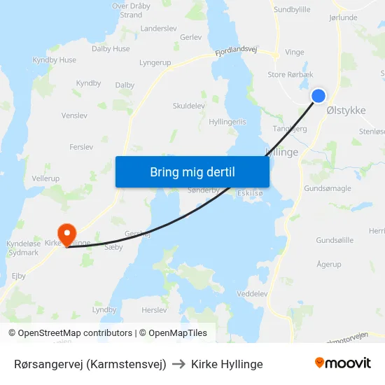 Rørsangervej (Karmstensvej) to Kirke Hyllinge map