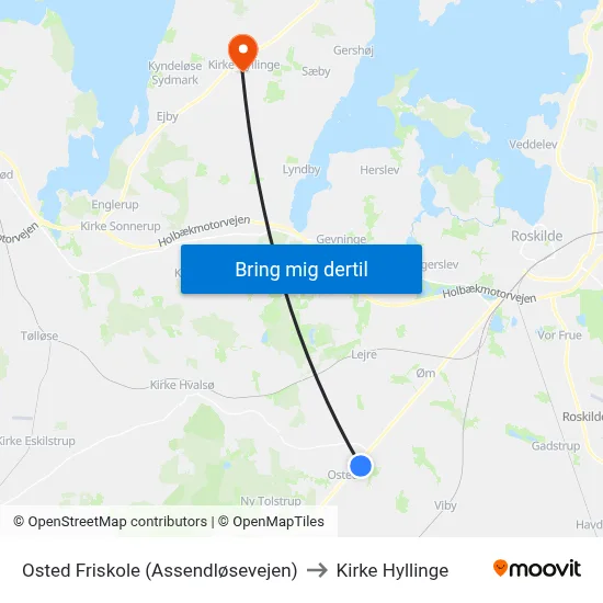 Osted Friskole (Assendløsevejen) to Kirke Hyllinge map