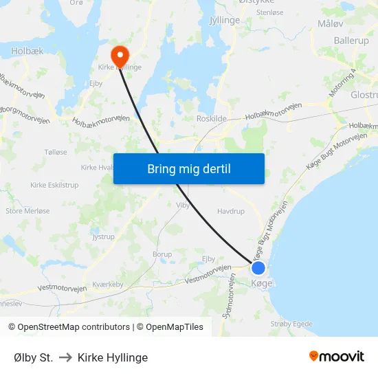 Ølby St. to Kirke Hyllinge map