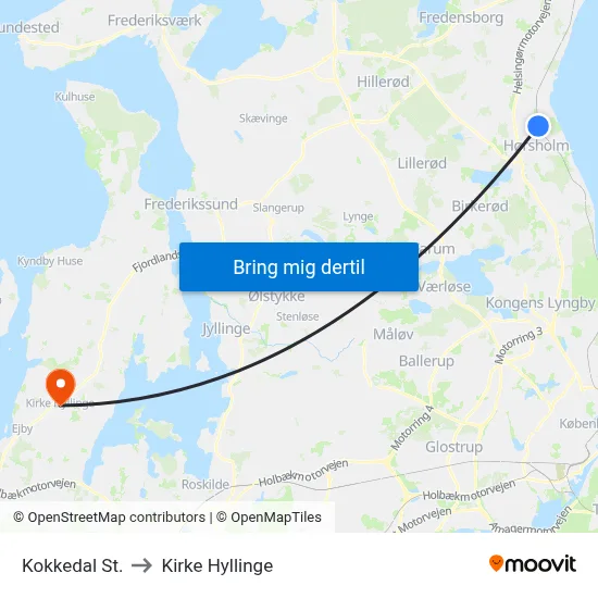 Kokkedal St. to Kirke Hyllinge map