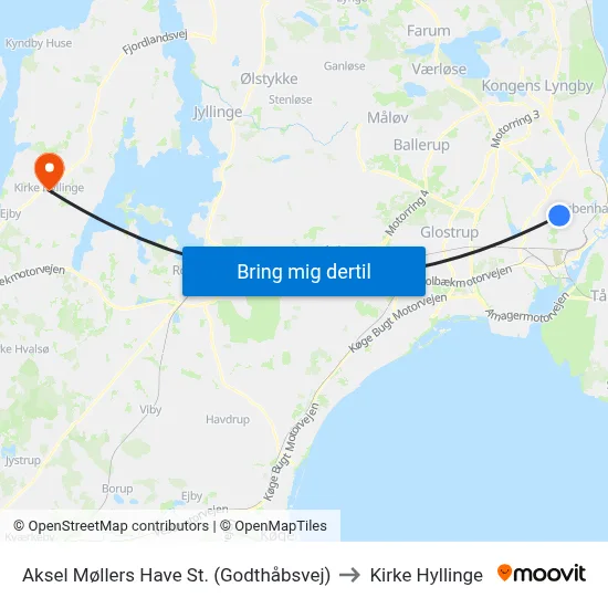 Aksel Møllers Have St. (Godthåbsvej) to Kirke Hyllinge map