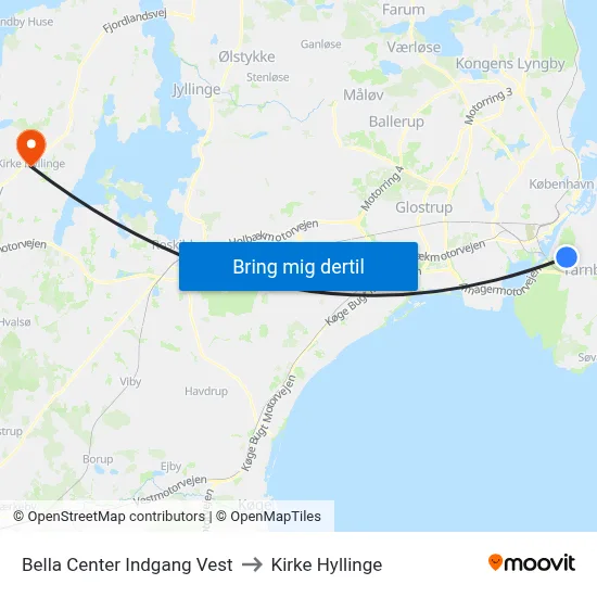 Bella Center Indgang Vest to Kirke Hyllinge map