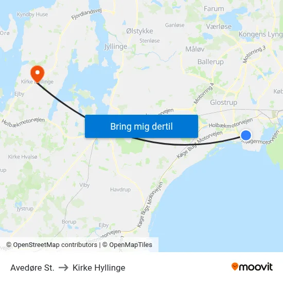 Avedøre St. to Kirke Hyllinge map